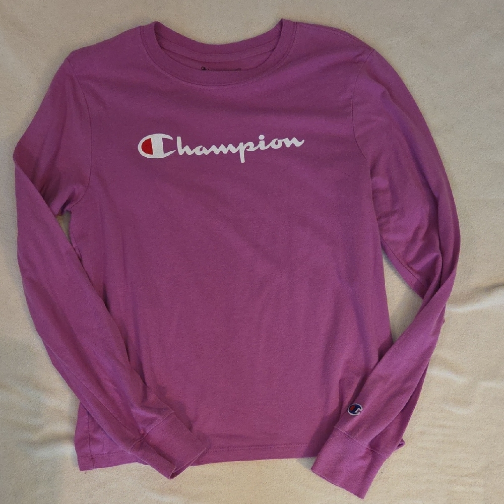 Champion Purple Long Sleeve Tee, Small